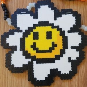 Daisy flower perler bead kandi necklace